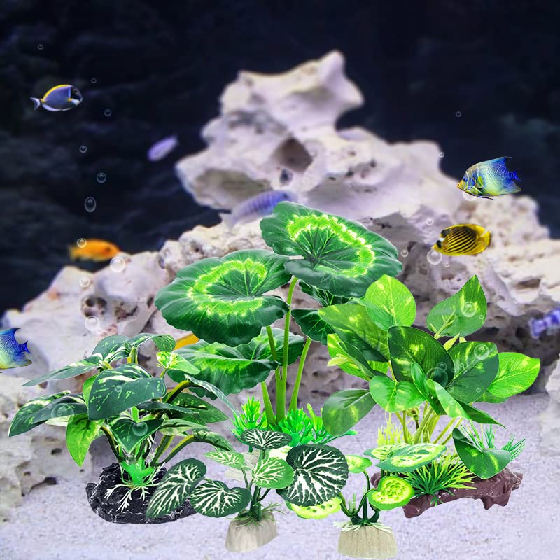 Vtapliea 5Pack Tall Aquarium Plants - Reptile Habitat Plants Realistic Silk Fake Betta Fish Tank Decor for Terrarium Aquascaping