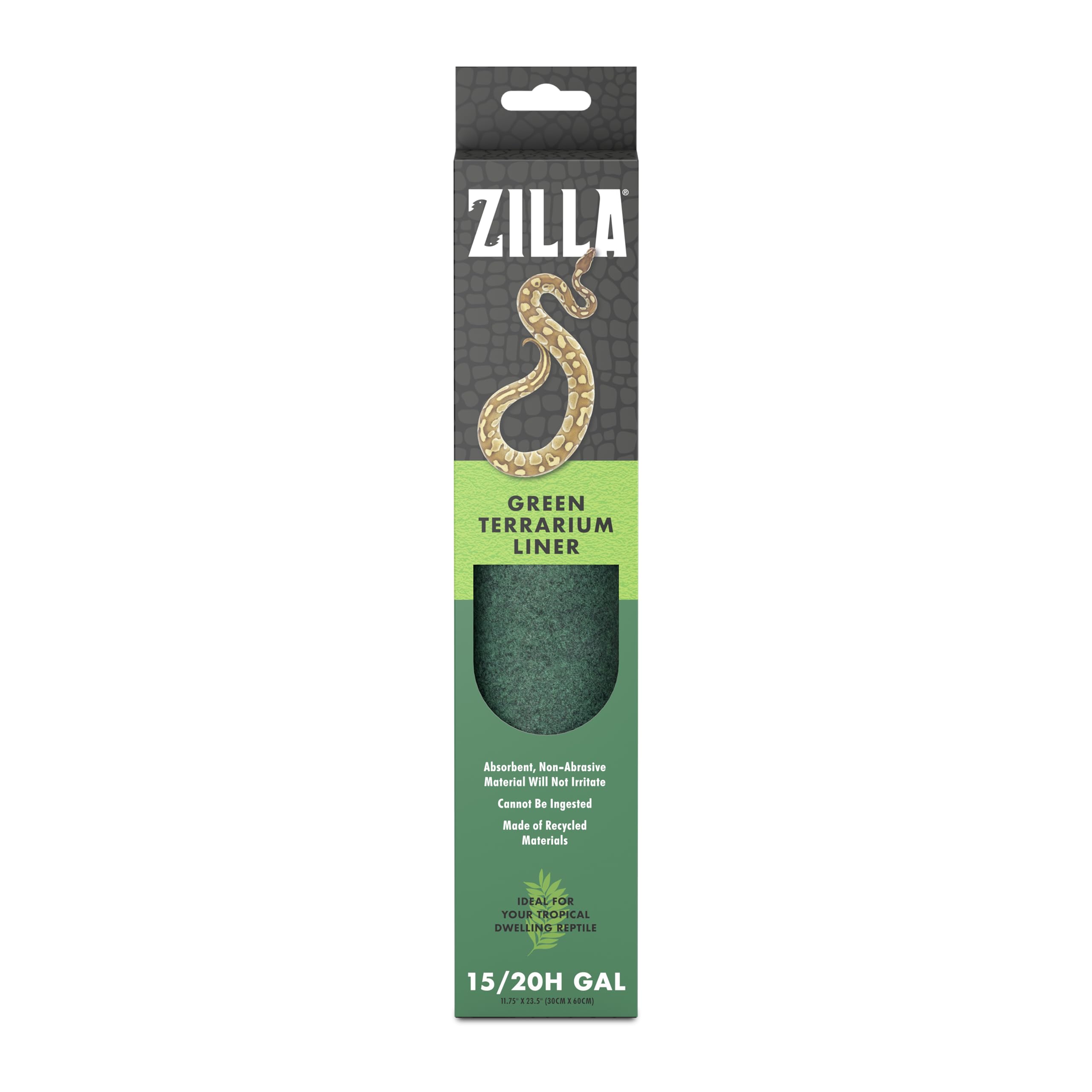 Zilla Reptile Terrarium Bedding Substrate Floor Liner, Green, 15/20G, 11.75' X 23.5'