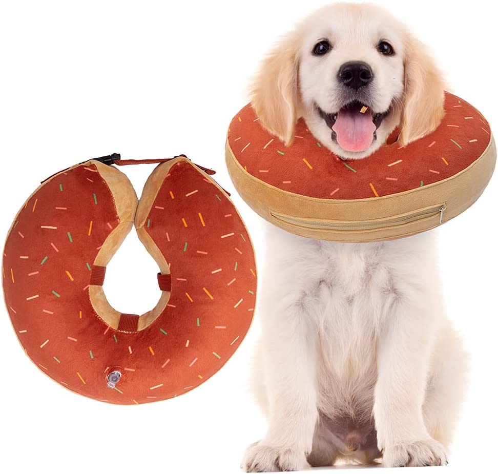 Bingpet Dog Inflatable Cone Collar, Soft Cone Collar For Dogs Cats, Washable Protective Recovery Collar For Large Medium Small D