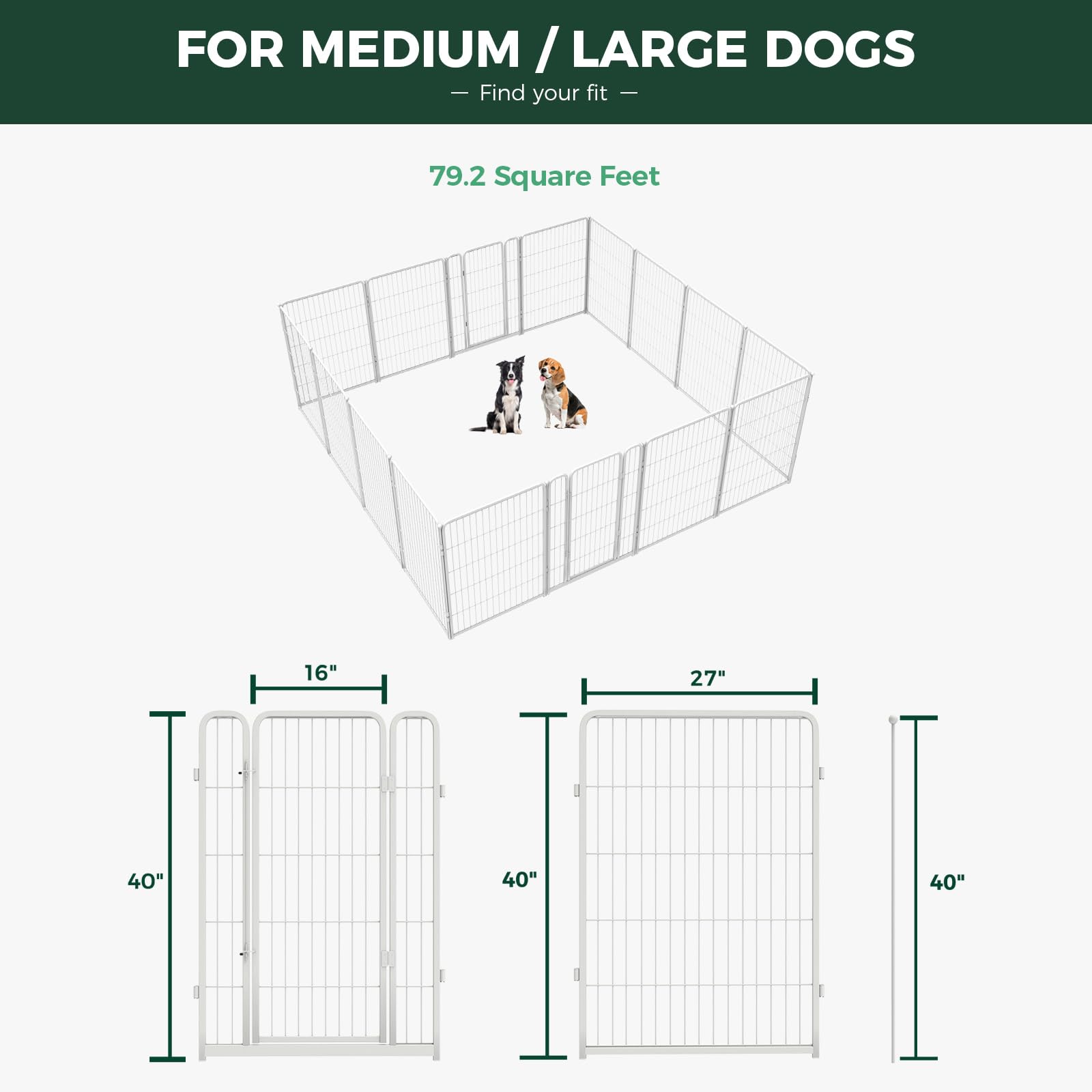 Fxw Homeplus Dog Playpen For Indoor Use - Stress-Free And Safe Play, Heavy Duty 40 Inch 16 Panels Dog Pen For Medium And Large D