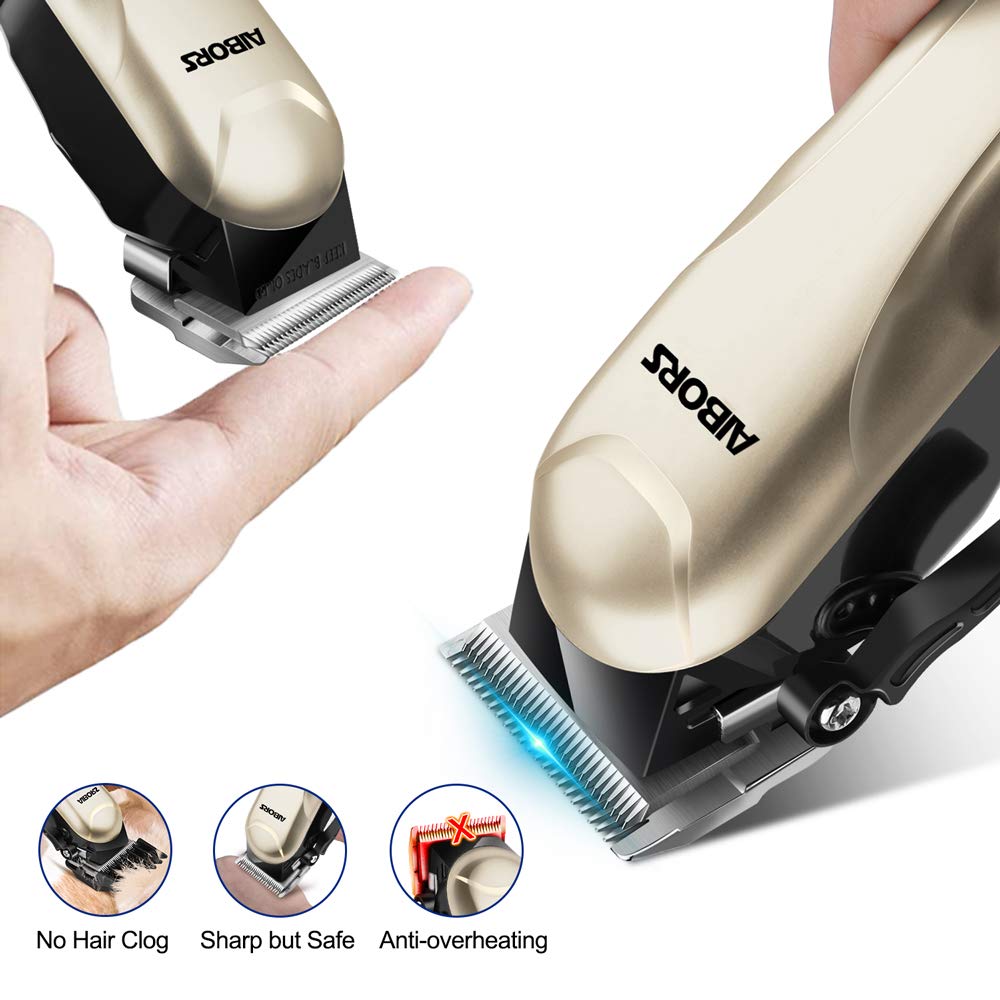 Aibors Dog Clippers For Grooming Low Noise Rechargeable Cordless Pet Hair Grooming Clippers, Professional Heavy Duty Dog Grooming Kit Dog Trimmer Shaver For Dogs Cats Pets (Silver)