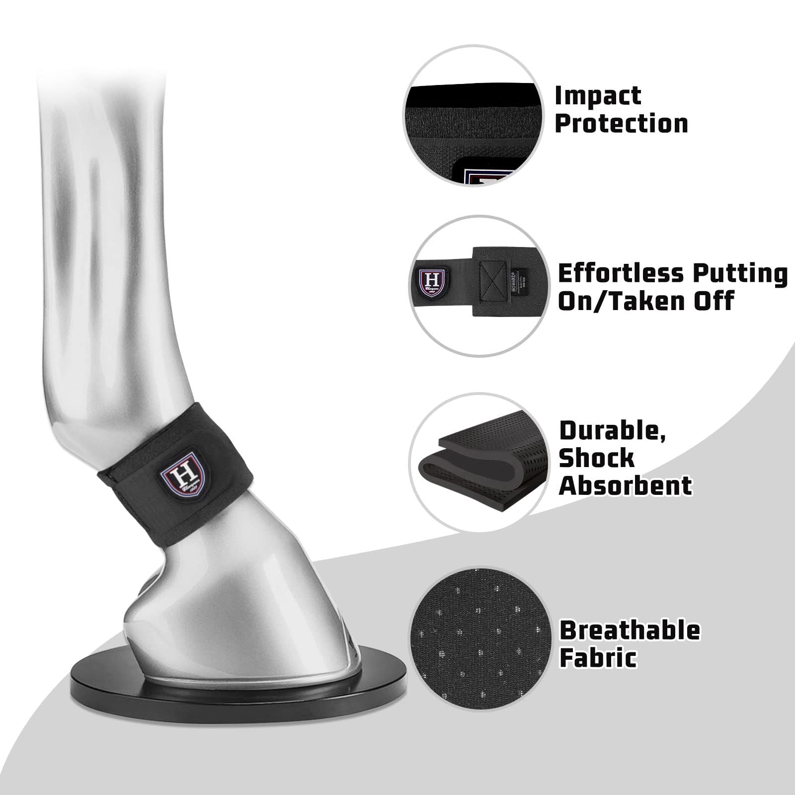 Harrison Howard Durable Shock-Absorbent Breathable Impact Protection Pastern Wraps For Horse Sold In Pairs Black
