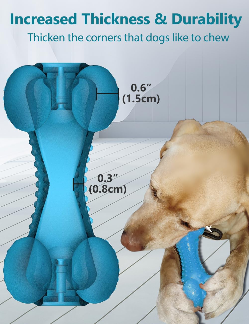 Schitec Squeaky Dog Chew Toy For Aggressive Chewers Large Breed, [2 Pack] Tough Interactive Teething Rubber Bone For Big Medium