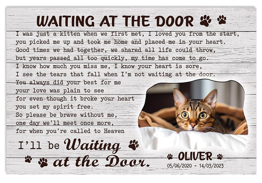 P80813 Funny Cat Memorial Personalized Poster - Wall Art Decor With Sayings For Cat Lover Mom - Custom Landscapes Name