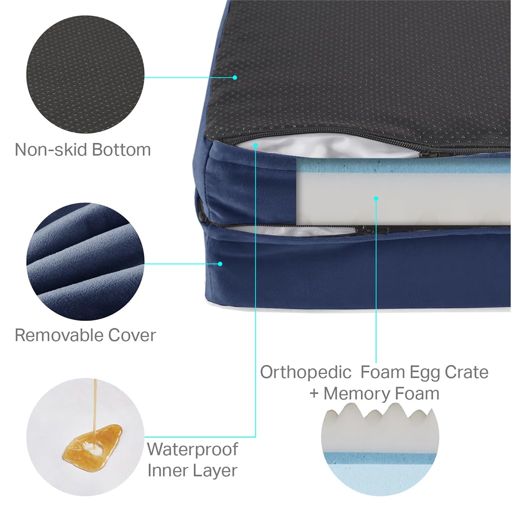 Friends Forever Orthopedic Dog Bed for Medium Dogs, Waterproof Memory Foam Dog Sofa Bed M with Removable Washable Cover, Ally Na