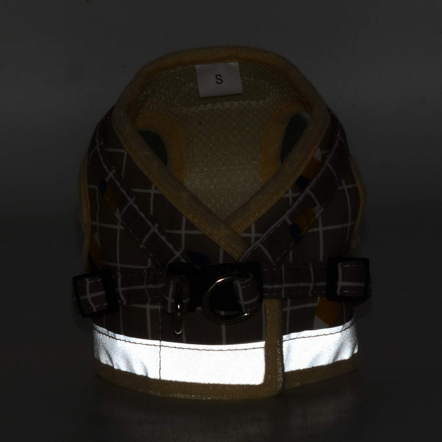 Zunea No Pull Small Dog Harness And Leash Set Adjustable Reflective Step-In Chihuahua Vest Harnesses Mesh Padded Plaid Escape Proof Walking Puppy Jacket For Boy Girl Pet Dogs Cats Khaki Xl