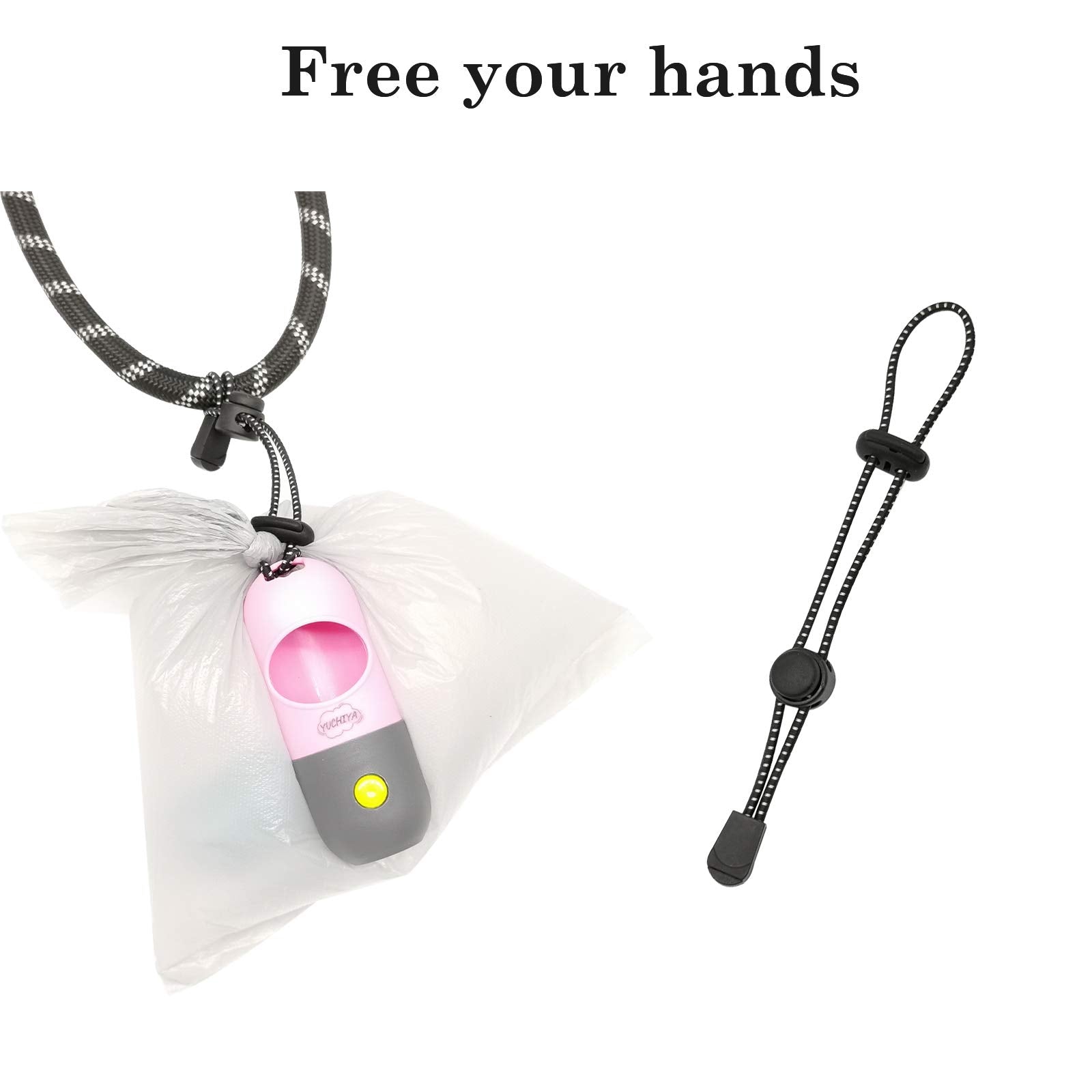 Dog Poop Bags Holder With Led Flashlight|Pet Waste Bags Dispenser For Leash|Doggie Potty Bags Container With Leak-Proof Pet Trash Bags And Accessories (2 Holders 30 Bags, Pink)