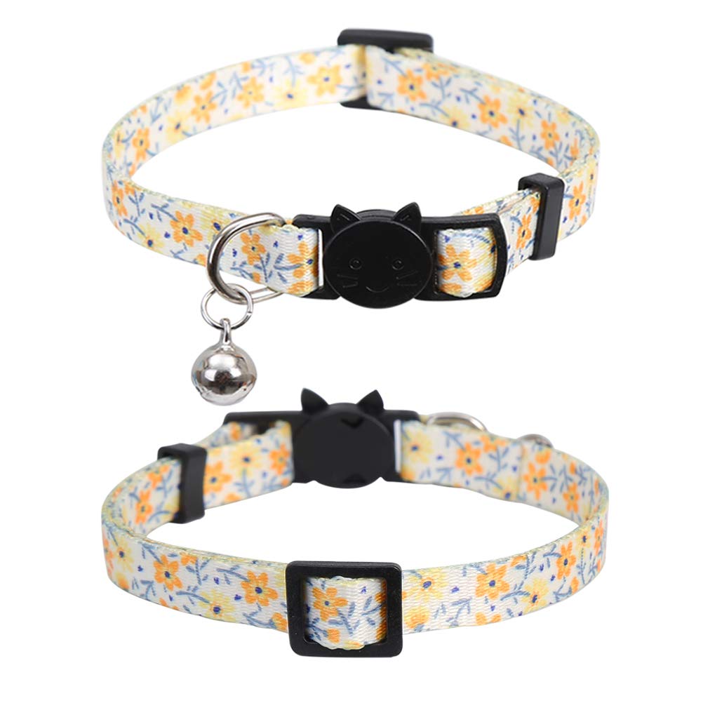 3 Pack Cat Collar Floral With Bell Breakaway Adjustable Flower For Cats Kitten