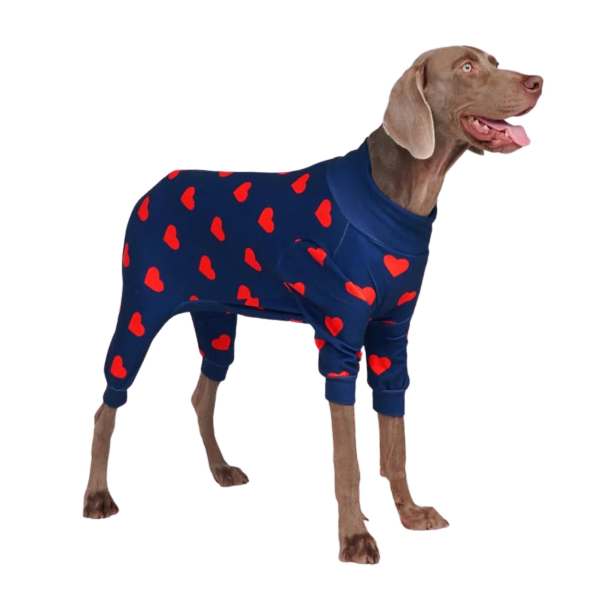 Spark Paws Dog Pajama, Ultra-Soft And 4-Way Stretch, Recovery-Suit Pj Onesie For Small, Medium And Large Breeds - Hearts - 2Xl