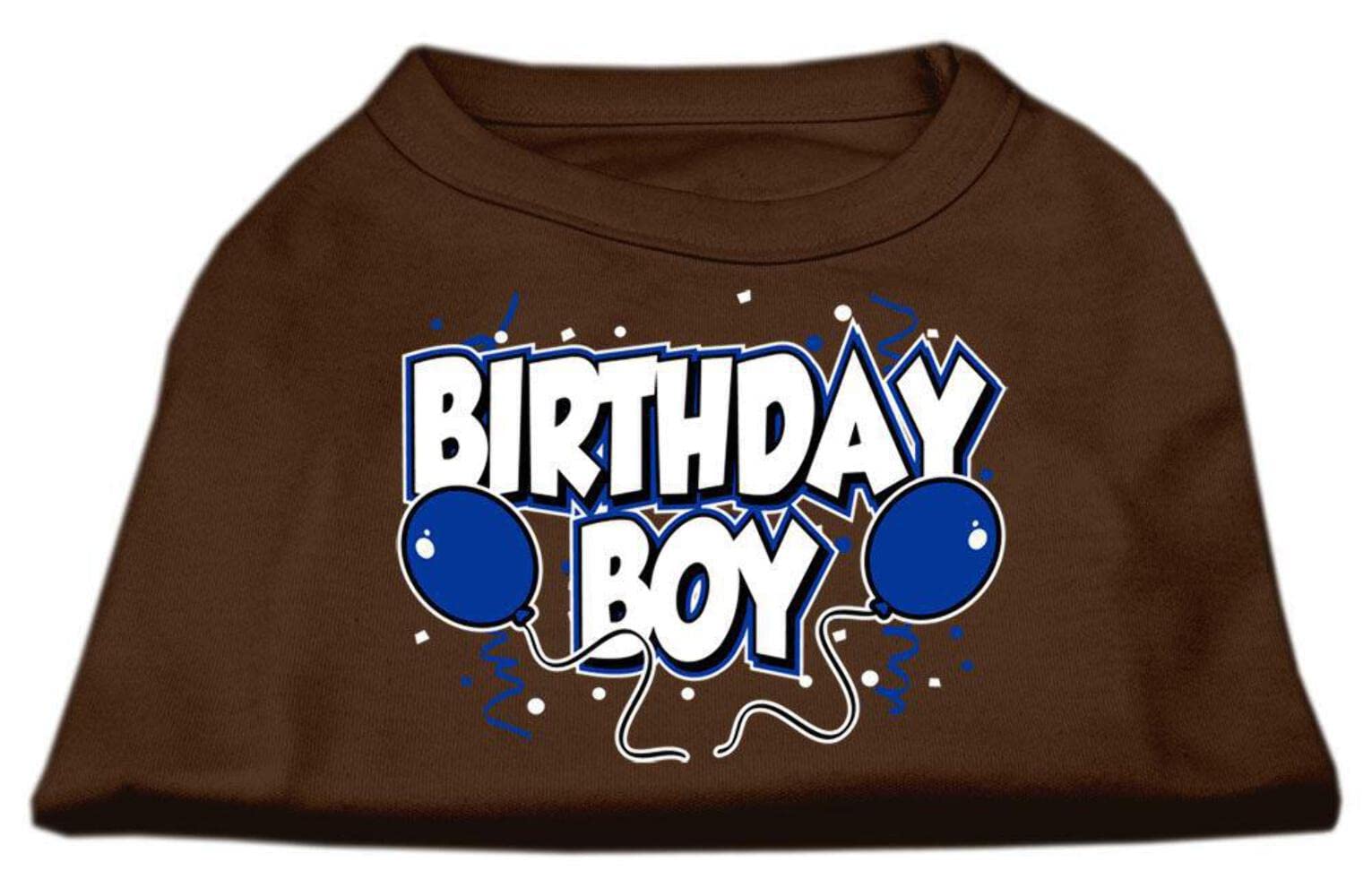 Pet Dog & Cat Shirt Screen Printed, 'Birthday Boy' Brown Xl (14-20 Lbs.)