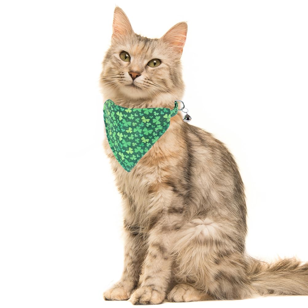 St. Patrick'S Day Cat Collar Breakaway With Bow Tie Bandana And Bell Holiday For Kitty Adjustable Safety