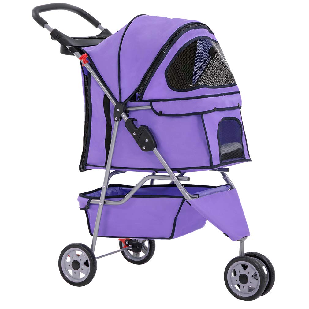 Bestpet Pet Stroller Cat Dog Cage 3 Wheels Stroller Travel Folding Carrier