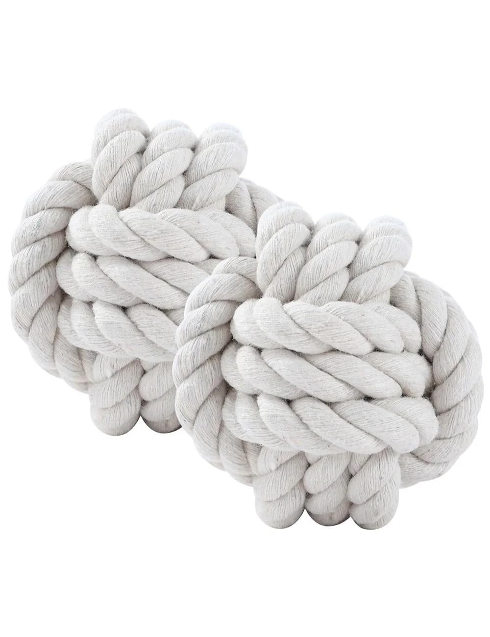 Esselkay 2 Pcs Paws & Claws Knotted Ball Interactive Attractive Cotton Chew Dog Toys Rope for Adult, Small & Medium Large Dogs f