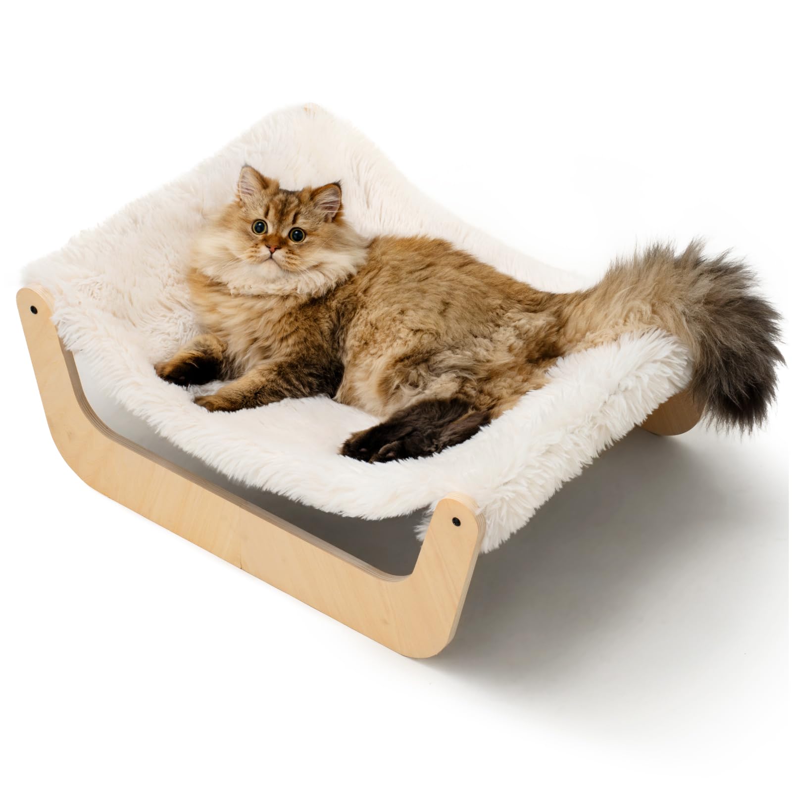 Mewoofun Cat Hammock Bed, Cat Beds For Indoor Cats With Washable Removable Bed Cover, Wooden Cat Hammock For Large Cats, Easy To