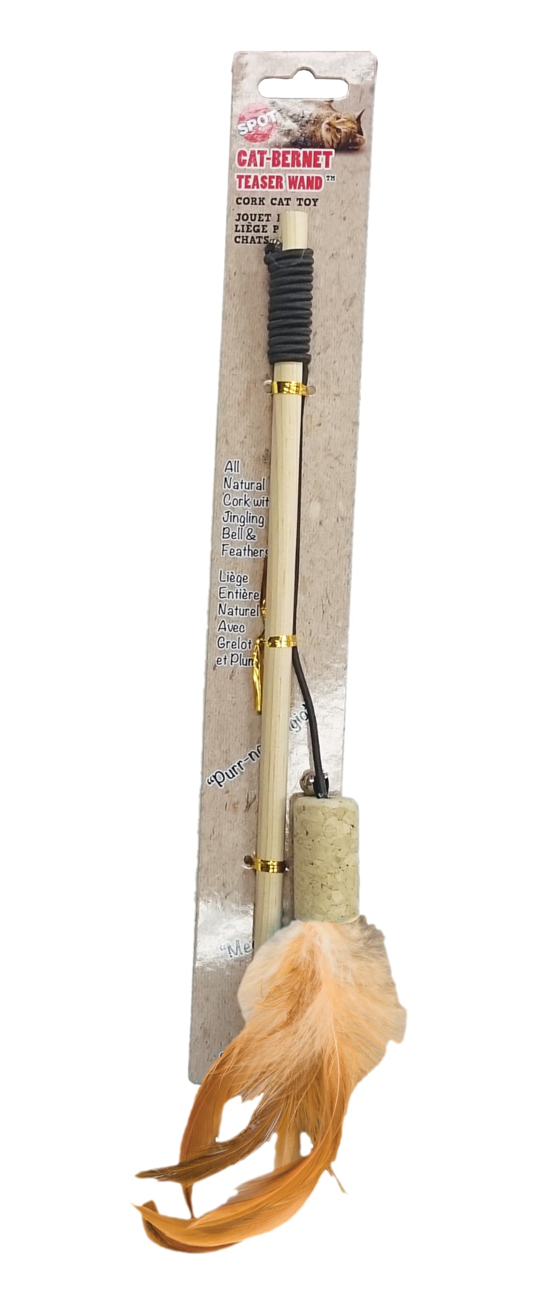 Spot Cat-Bernet Cork With Feathers Teaser Wand Bernet Cat Toy, Assorted