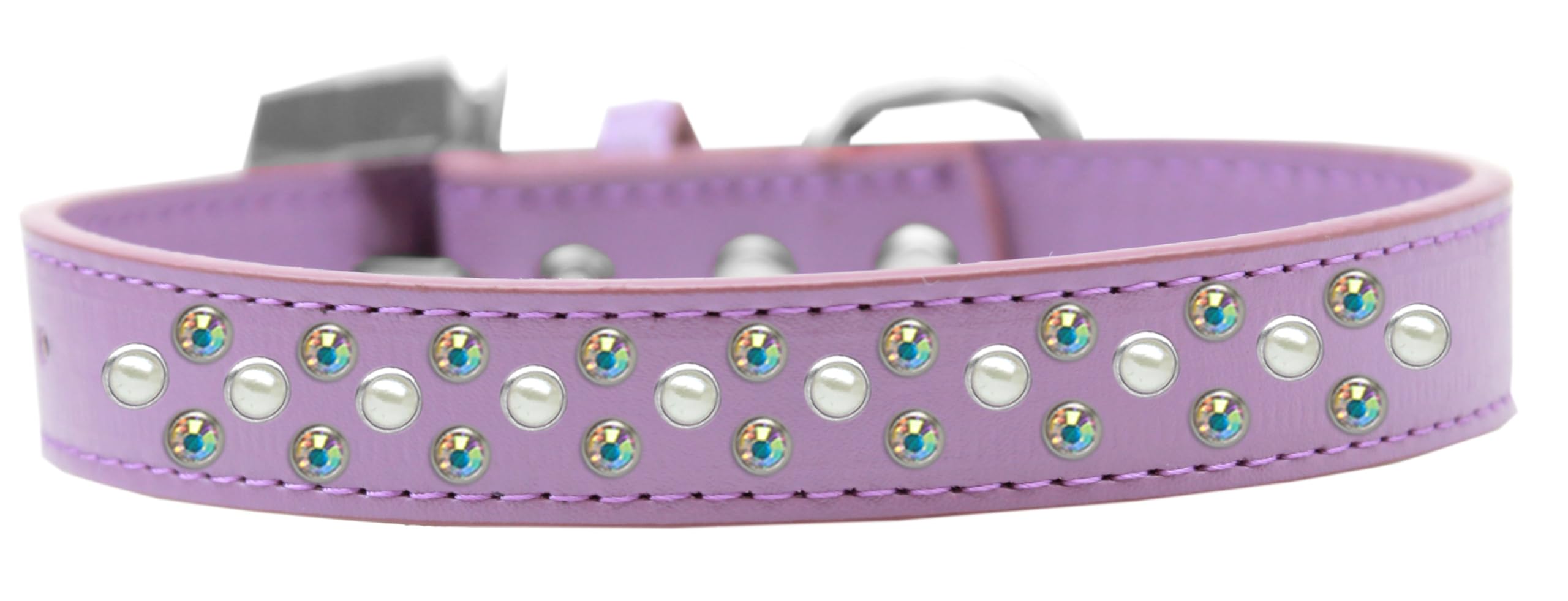 Dog, Puppy & Pet Fashion Collar, Pearl and Aurora Borealis Crystal Rimsets Sprinkles Lavender 14