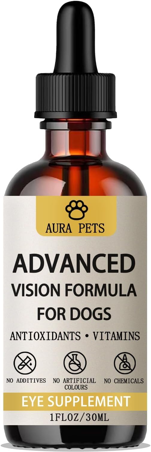 Aura Pets Advanced Vision Formula for Dogs - Eye Health Support with Lutein, Zeaxanthin & Astaxanthin - Helps Maintain Clear Vis
