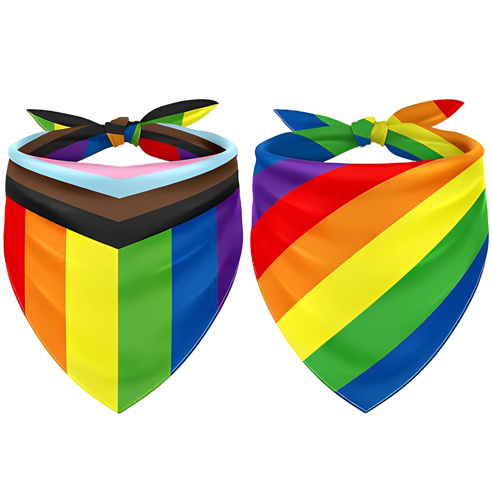 Whaline 2 Pack Rainbow Dog Bandanas Triangle Bibs Pride Flag Adjustable Pet Kerchief Scarf Washable Neckerchief For Gay Pride Da
