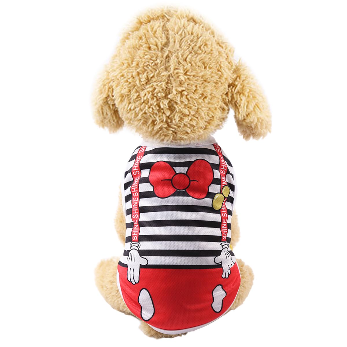 Vavious Girl Dog Clothes Dog Cooling Vest For Summer Breathable Mesh Cat Outfit Pet Red Bow Stripe Print Pullover Sleeveless Sof
