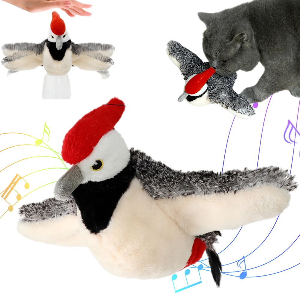 Xiejy Flying Bird Cat Toys, 2025 New Simulated Chirping Bird Cat Toy Automatic Cat Exercise Toys, Rechargeable Wings Flapping Ca