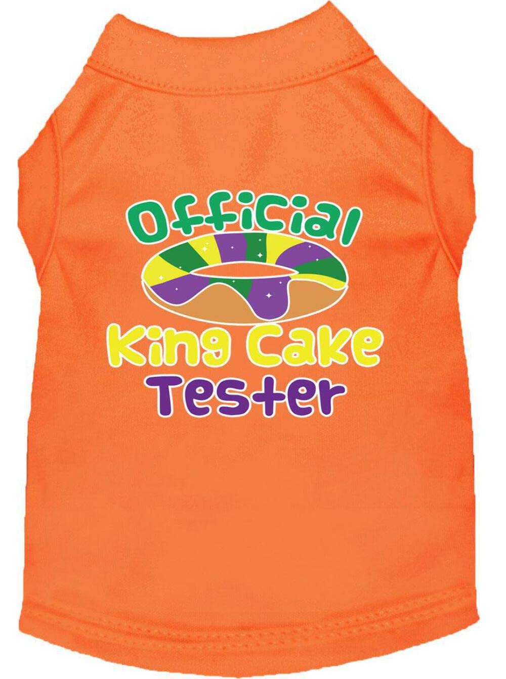 Mirage Pet Product King Cake Taster Screen Print Mardi Gras Dog Shirt Orange Med