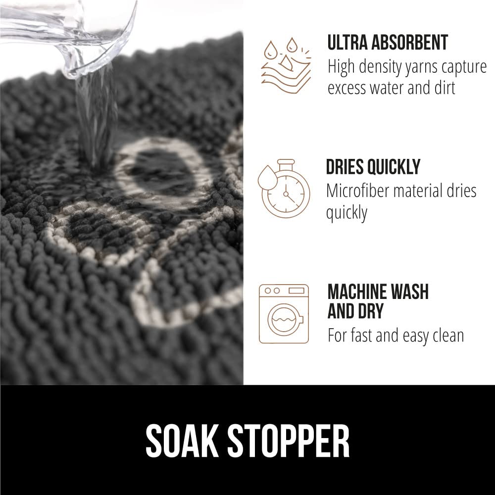 Gorilla Grip Ultra Absorbent Grippy Doormat for Muddy Dog Paws, 48x30 Machine Washable Soak Stopper Rugs Cleaner Floors, Bed Mat
