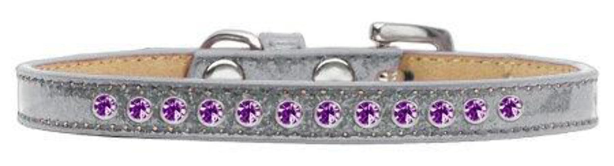 Dog, Puppy and Pet Ice Cream Collar, &quot;Purple Crystal Rimsets&quot; Silver 14