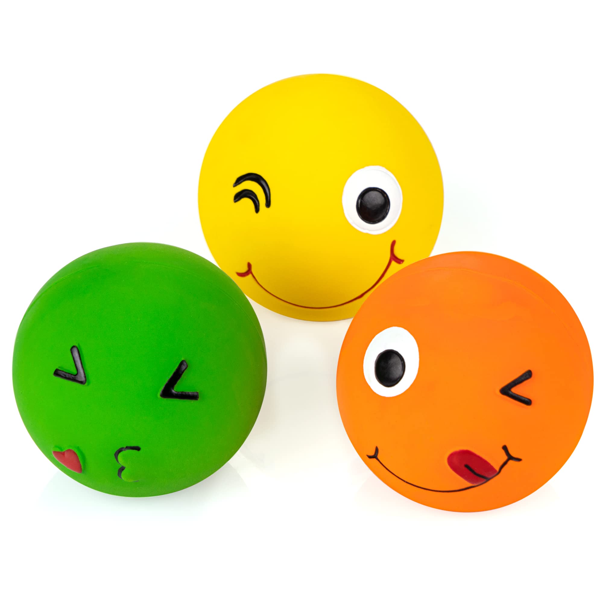 CHIWAVA 3 Pack 2.7'' Latex Squeaky Dog Toy Balls - Interactive Fetch Play for Medium Dogs, Assorted Colors