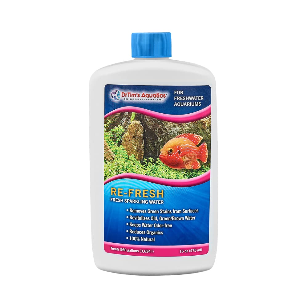 DrTim      s Aquatics Re-Fresh for Freshwater Aquariums - 100% Natural Fish Tank Sanitizer & Revitalizer Conditioner Solution fo