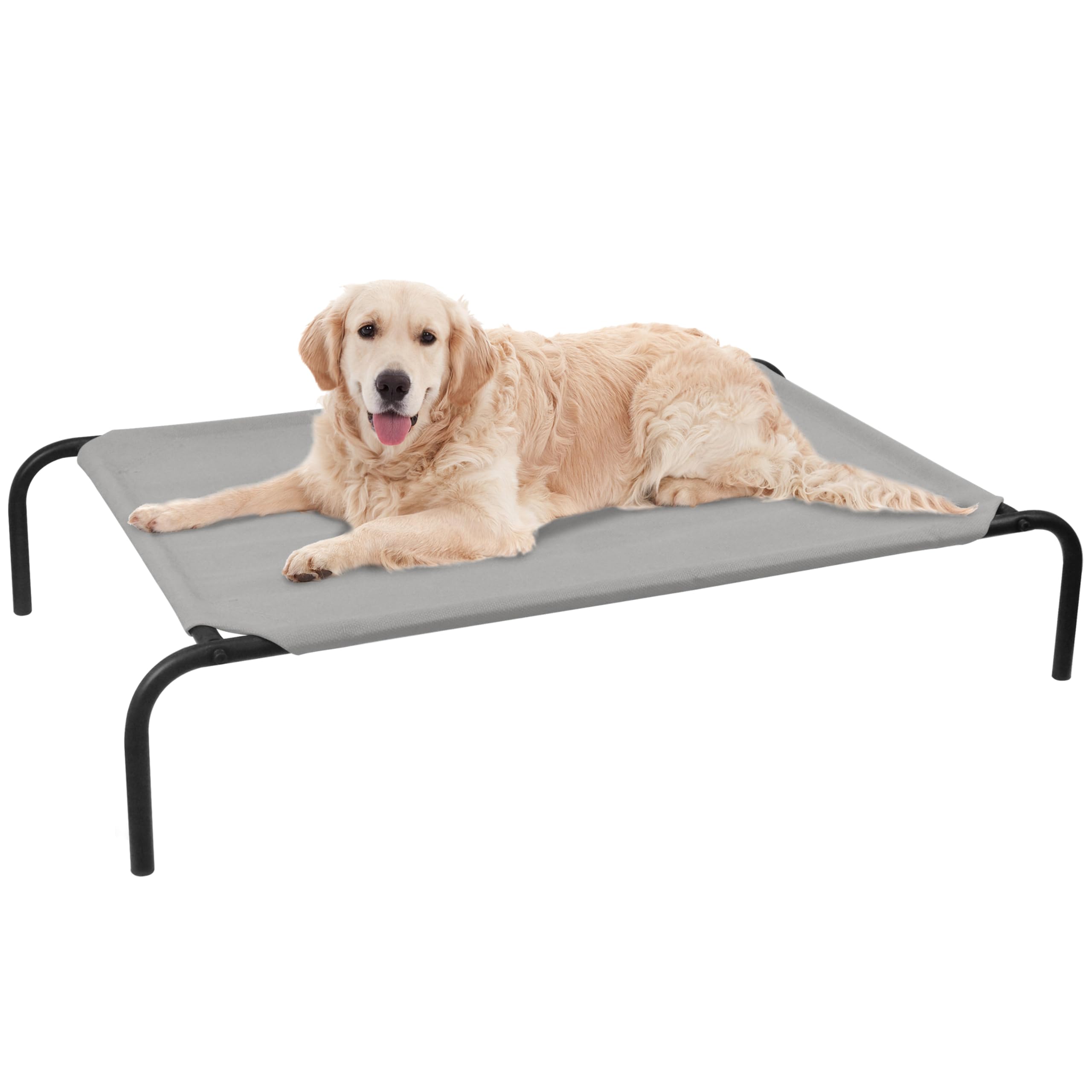 Phyex Heavy Duty Steel-Framed Portable Elevated Pet Bed, Elevated Cooling Pet Cot, 50.5'' L X 30.5'' W X 7.8'' H(L, Grey)