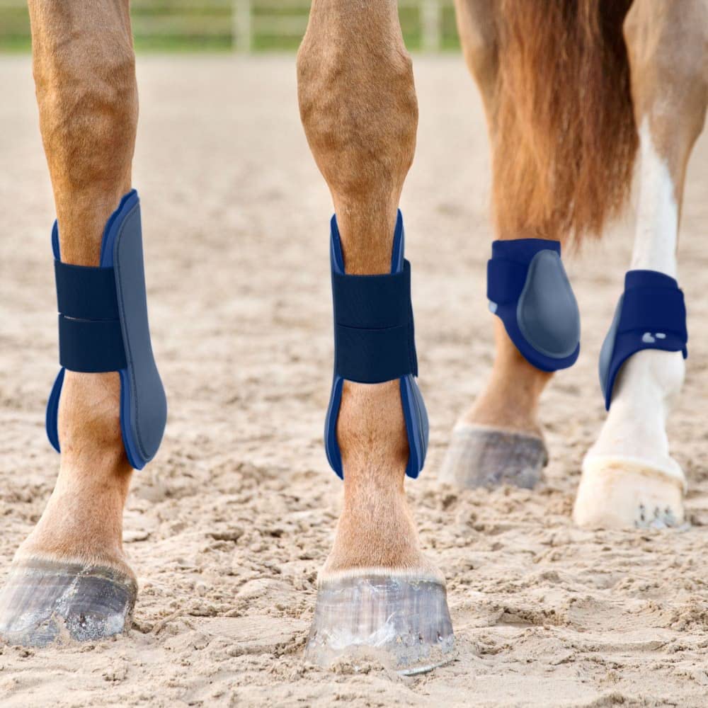 Horze Chicago Protective Horse Tendon Boots - Lightweight Open Front Boots For Jumping, Trail Riding, And Turnout (Pair) - Dark
