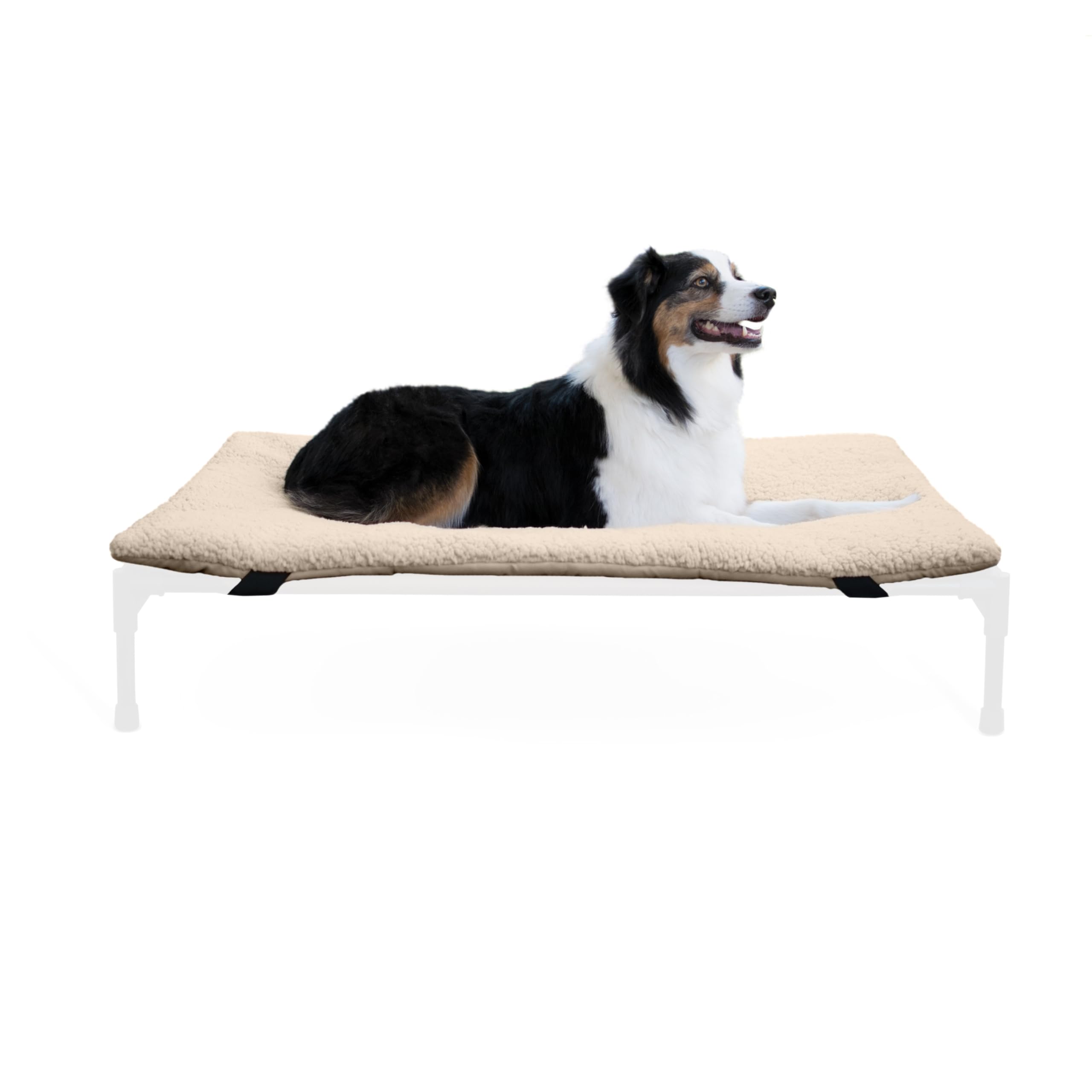 K&H Pet Products Dog Cot Pad (Cot Sold Separately), Pillow-Top Comfort Bed For K&H Large Elevated Dog Beds, Soft & Fluffy, Secure Fit Straps, Machine Washable, Portable - Large 42 X 30In Tan Fleece