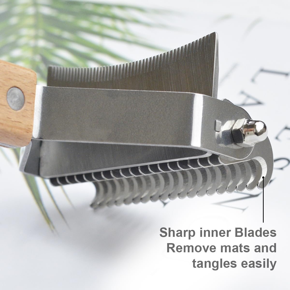 Kudcuom 2 In 1 Dogs Cats Detangler Brush,Dematting Comb & Undercoat Rake For Dogs,Efficiently Detangling Shedding Loose Hair & M