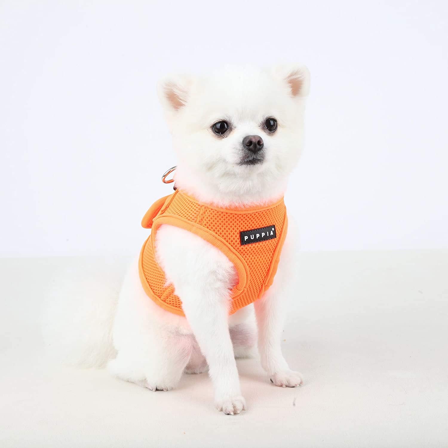 Puppia Neon Soft Vest Harness Step-in No Choke No Pull Walking Training for Small and Medium Dog, Orange, Small