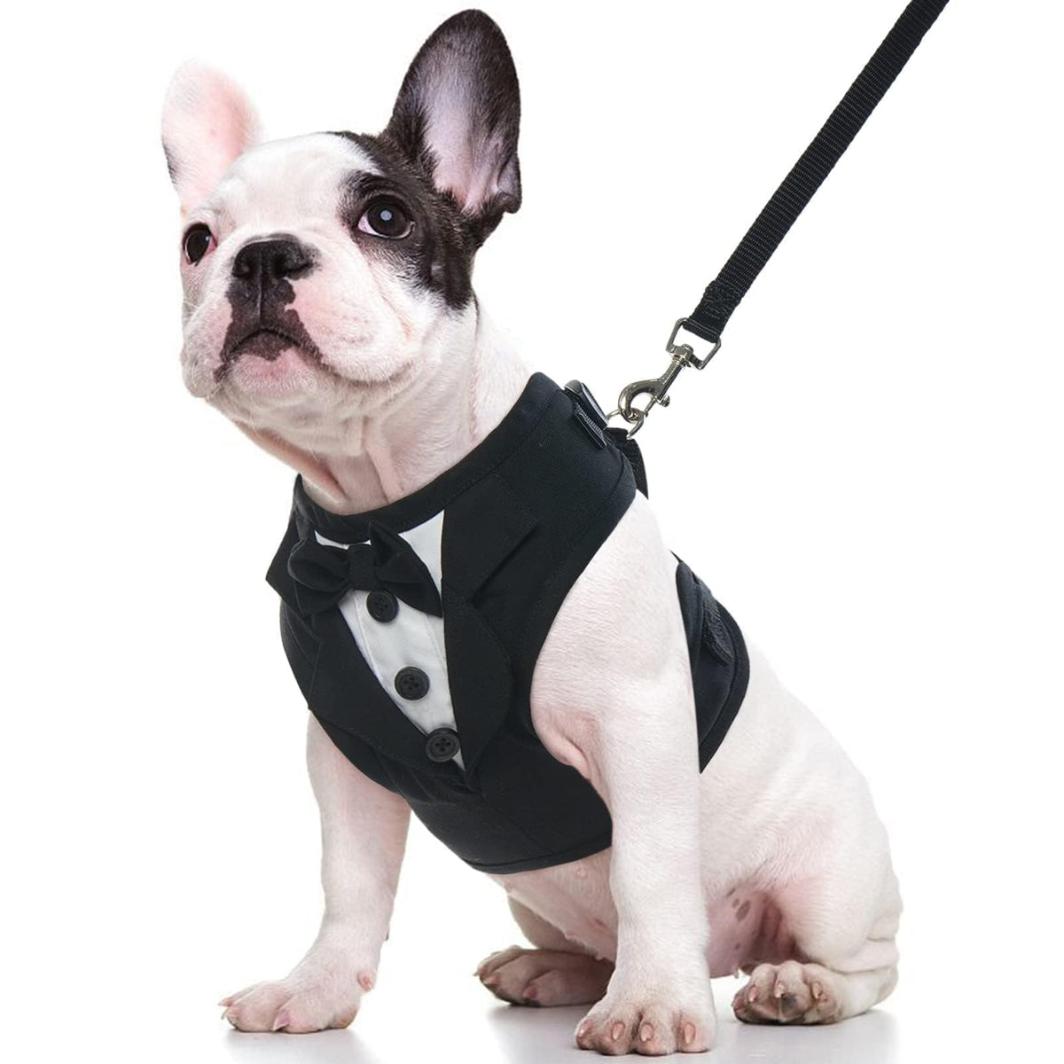 Kuoser Dog Tuxedo Harness, Adjustable Dog Harness No Pull For Small Medium Dogs, Dog Wedding Suit With Bow Tie Party Costume