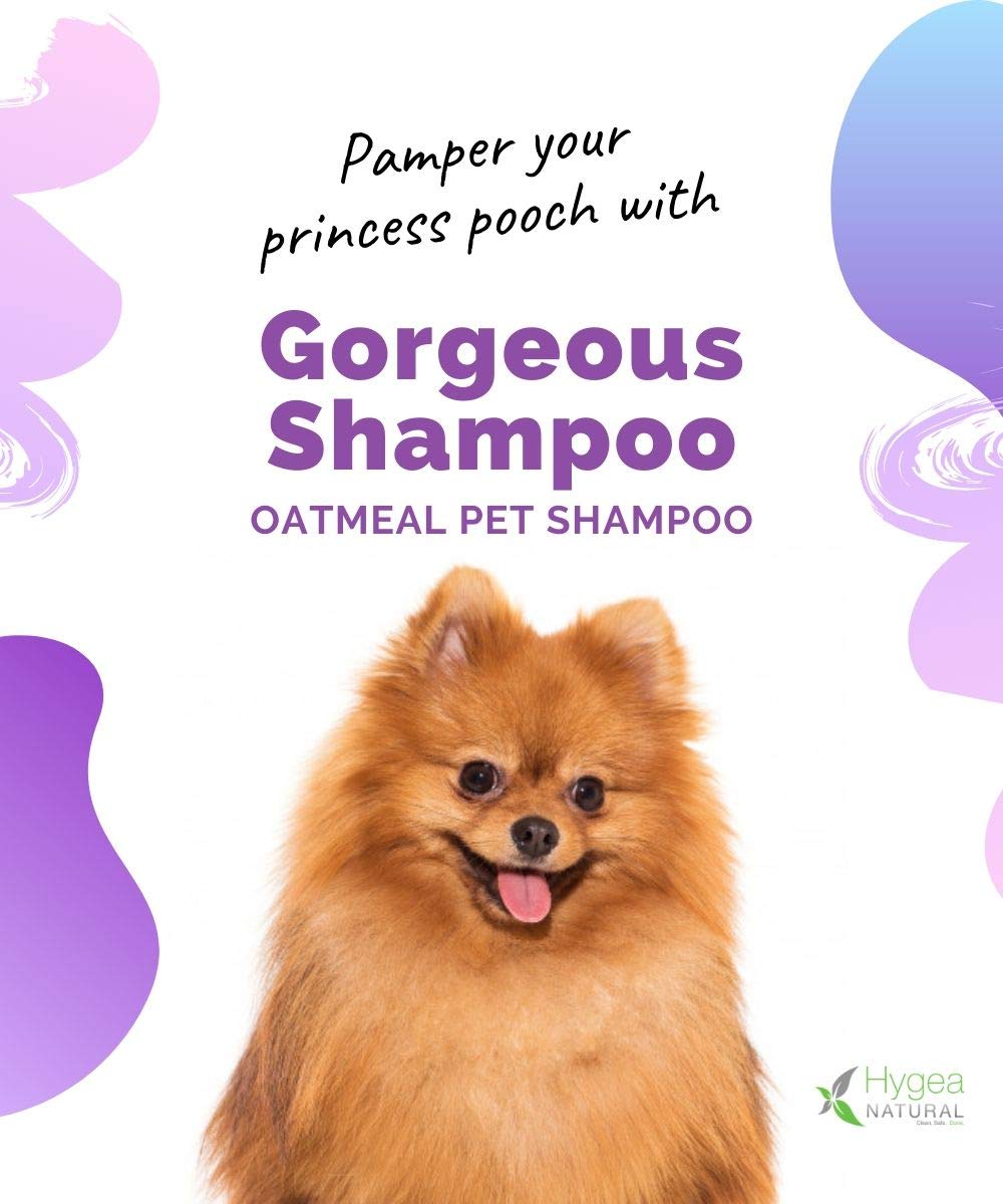 Hygea Natural Gorgeous - Nourishing Pet Shampoo for Dogs – Oatmeal Formula with Aloe and Vitamin E – Natural Ingredients, 16 oz
