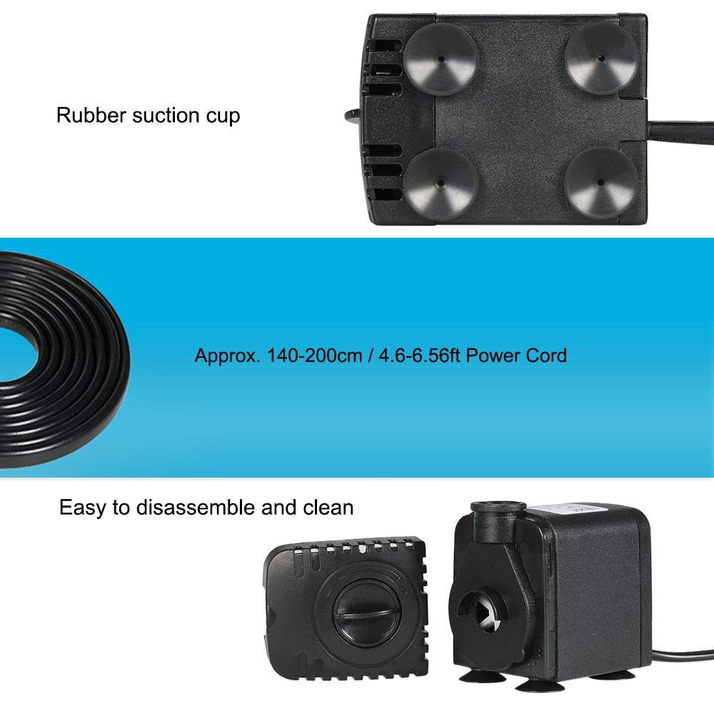 Decdeal Water Pump, AC110V 8W Submersible Water Pump for Aquarium Tabletop Fountains Pond Water Gardens and Hydroponic Systems w