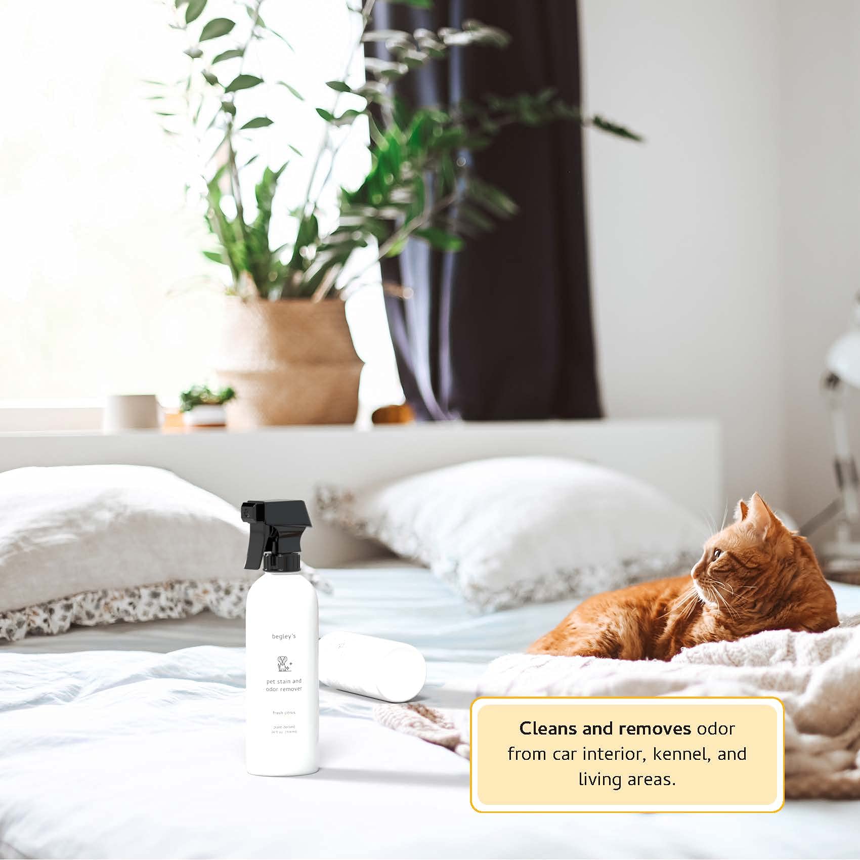 Begley'S Pet Stain And Odor Remover - Pet Odor Eliminator For Home - Pet Urine Enzyme Cleaner - Pet Carpet Cleaner For Pets - Enzymatic Cleaner For Dog Urine, Cat Pee, Feces - 24 Ounce, 2 Pack