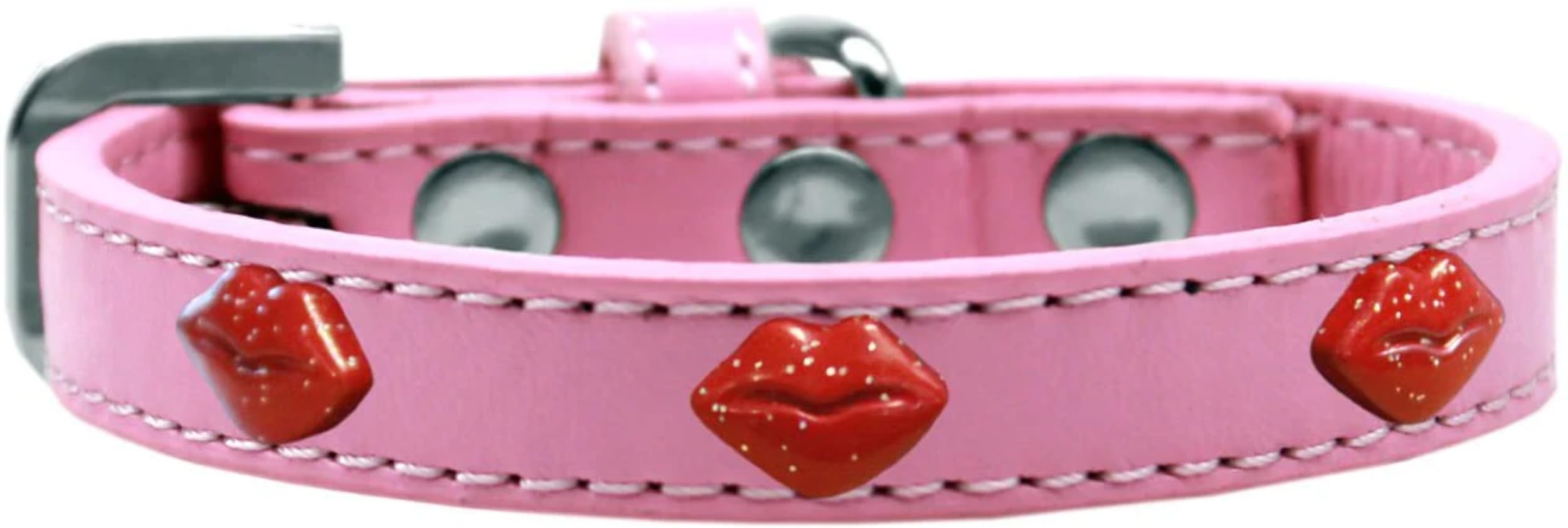 Dog, Puppy & Pet Widget Fashion Collar, Red Glitter Lips Bright Pink 16