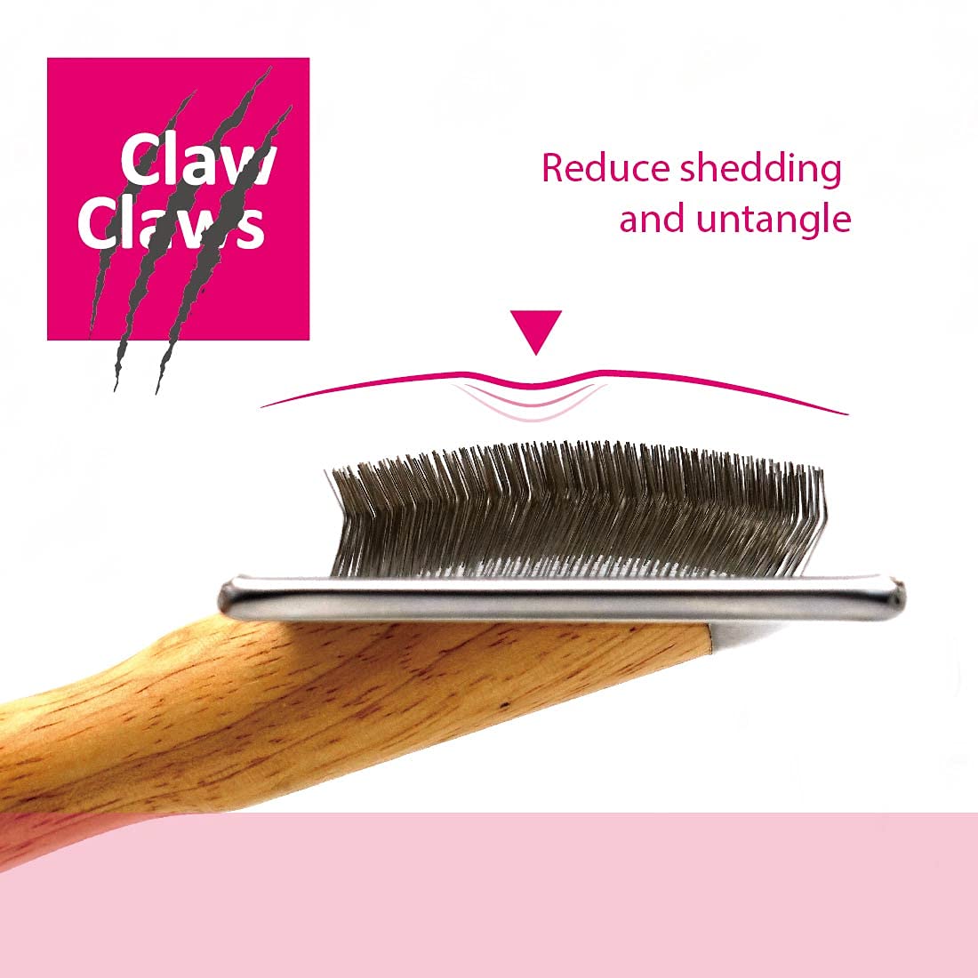 Claw Claws Pet Slicker Brush For Large Dogs, Wooden Handle With Stainless Steel Soft Pins, Gently Remove Tangled, Loose Undercoat And Mats Hair, Pet Grooming Brush Tool (8'), Wool Needle Felting Brush