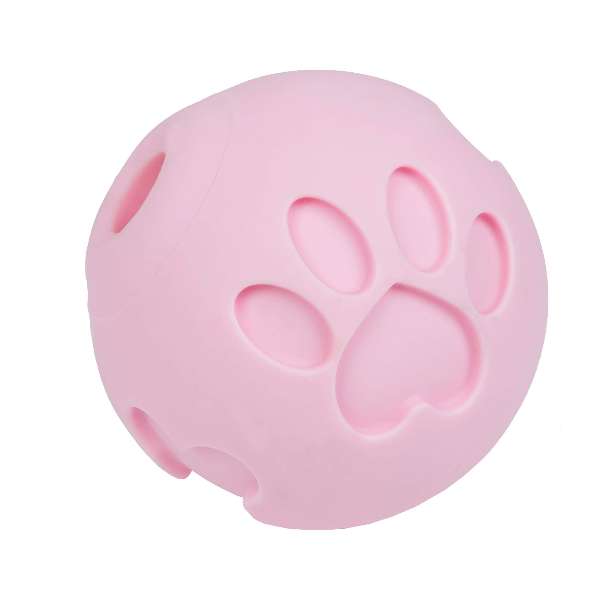 Petique Pink Paw Me! Treat Ball Dispenser And Dog Toy: Engaging Design, Squishy Texture, Easy Rolling, Interactive Play, Keeps P