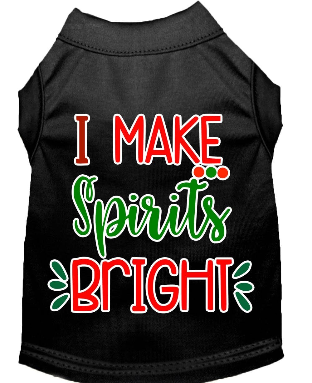 Christmas Pet Dog & Cat Shirt Screen Printed, &quot;I Make Spirits Bright&quot; Orange LG (10-14 lbs.)