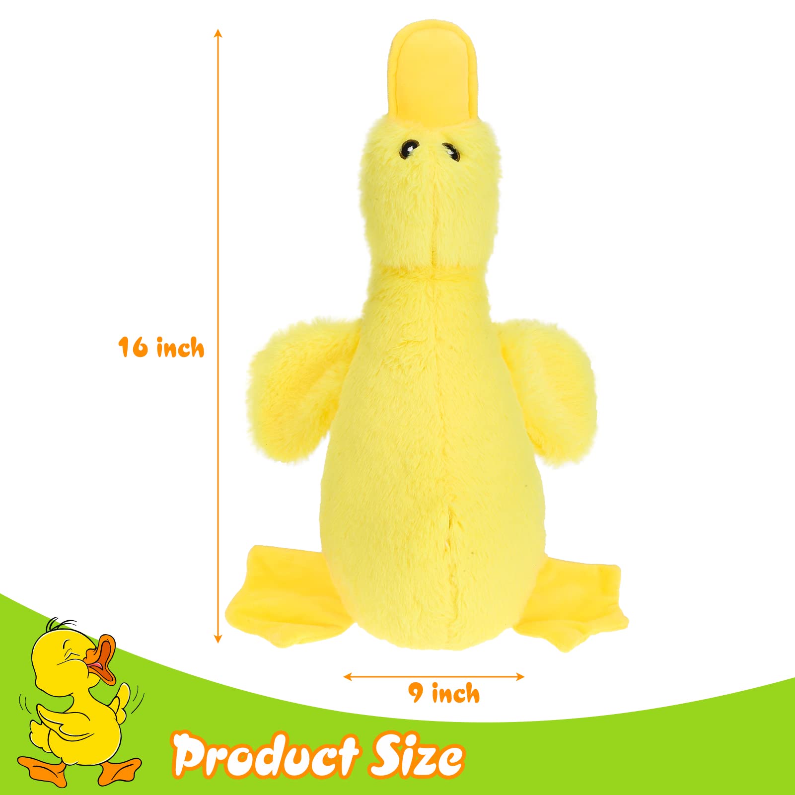 Expawlorer Plush Squeaky Duck Dog Toy - Soft Stuffed Cute Duck, Best Birthday Gift Interactive Filled Chew Toys For Small Medium Large Dogs Puppy Biting Training Teething, Yellow Large