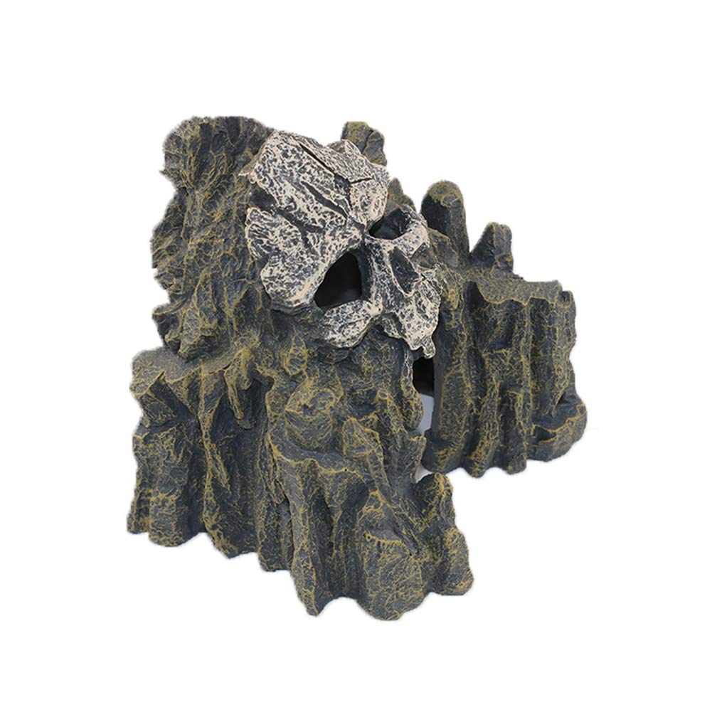 Ehc Skull Mountain Aquarium Ornament Fish Tank Decorations Small Terrain Scenery Decorations For Reptile Wargaming