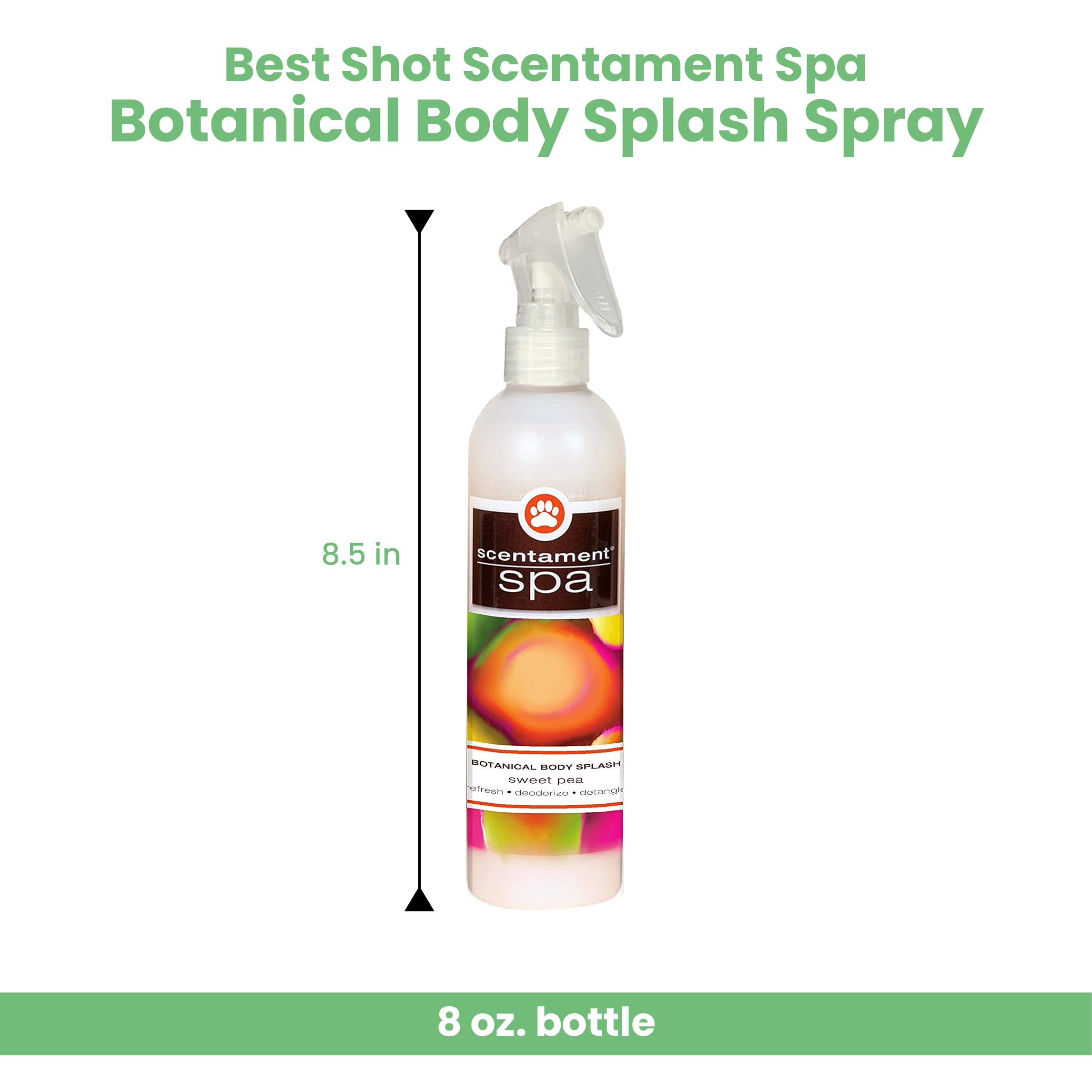 Best Shot Scentament Spa Botanical Body Spray, Body Spray Conditioner For Pets, Cat And Dog Cologne Spray, Sweet Pea, 8 Oz