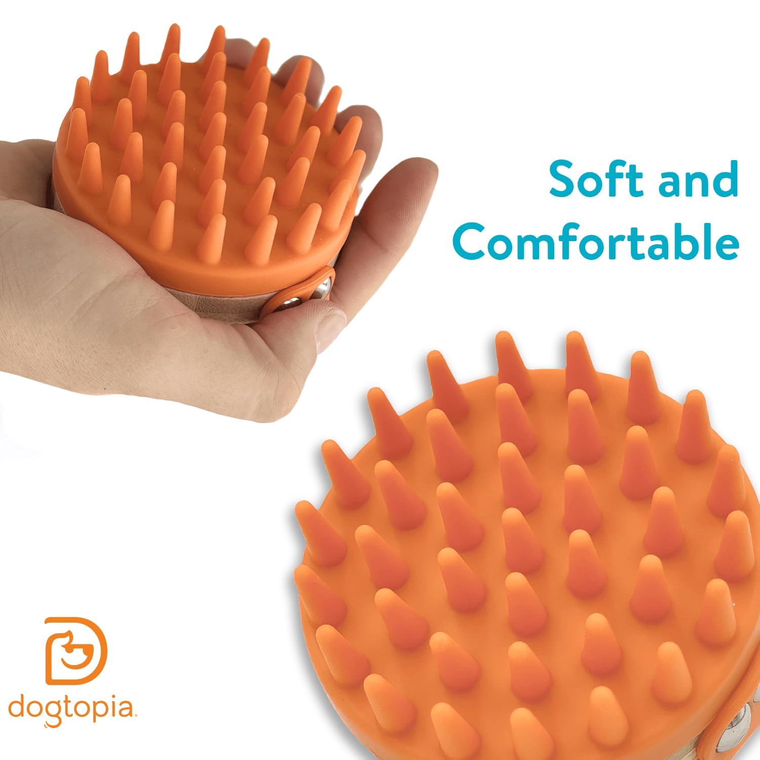 Dogtopia Dog Bath Brush | Dog Shampoo Brush | Dog Scrubber For Bath | Dog Washing Brush With Handle | Pets Deshedding & Massagin
