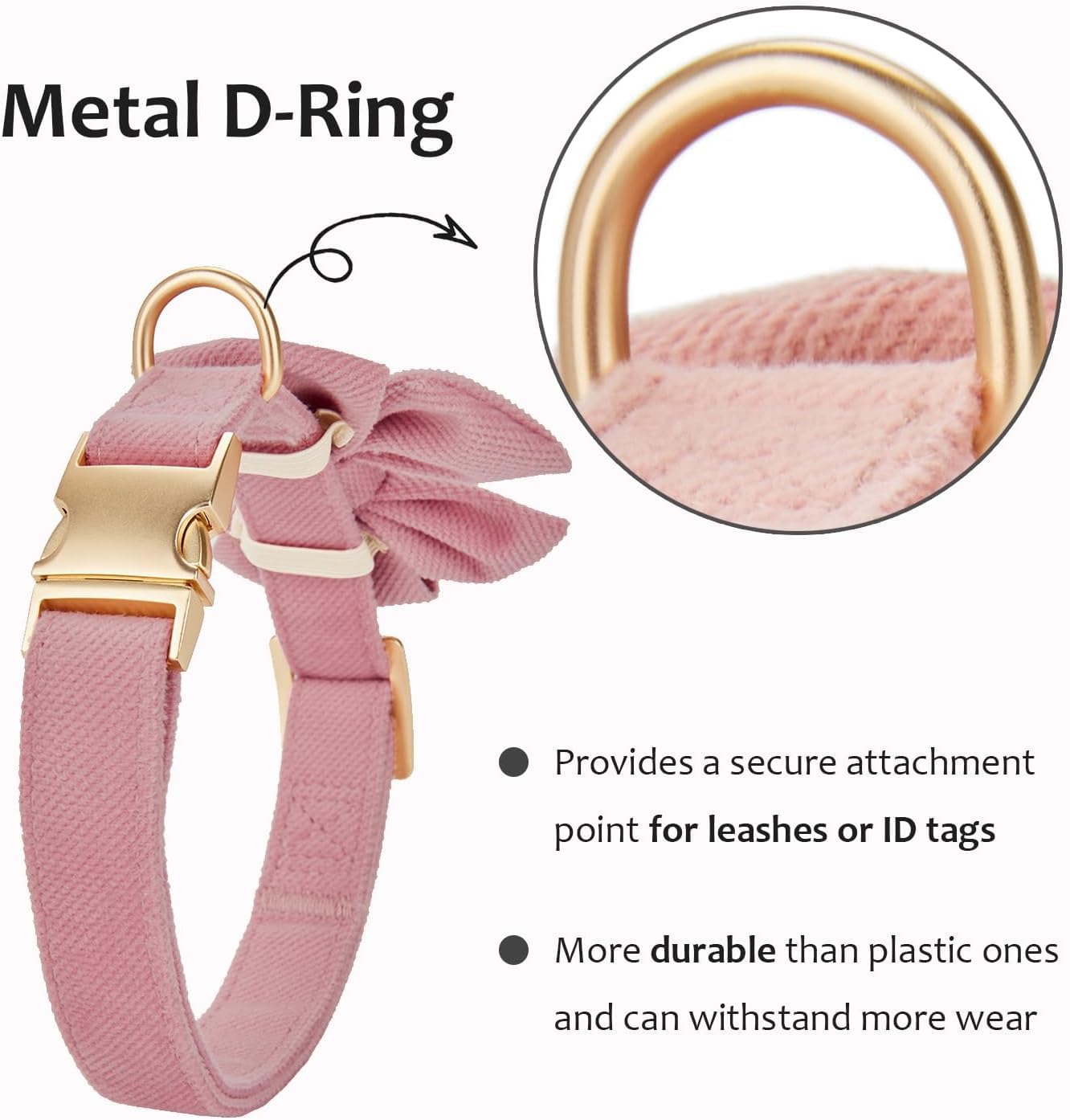 Ewinoom Bowtie Dog Collar Adjustable Soft Collars With Detachable Bow Tie And Metal Buckle For Female Small Medium Large Dogs,Pi