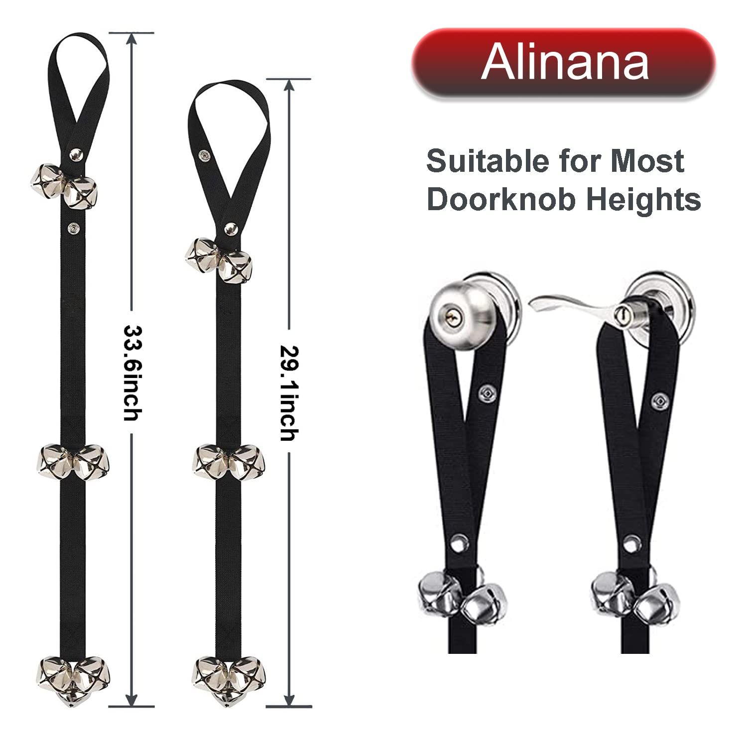 Alinana Adjustable Dog Doorbell For Training - 7 Extra-Loud Dog Door Bell For Going Outside And Potty Training - Ideal Puppy Training Supplies