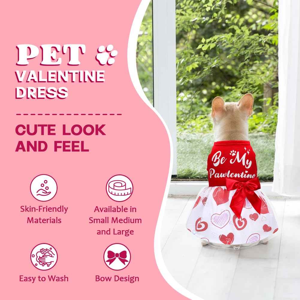 Dog Valentines Day Clothes Be My Pawlentine Dog Valentines Outfit Red Tulle Dog Dress With Bowknot For Small Medium Large Dogs C