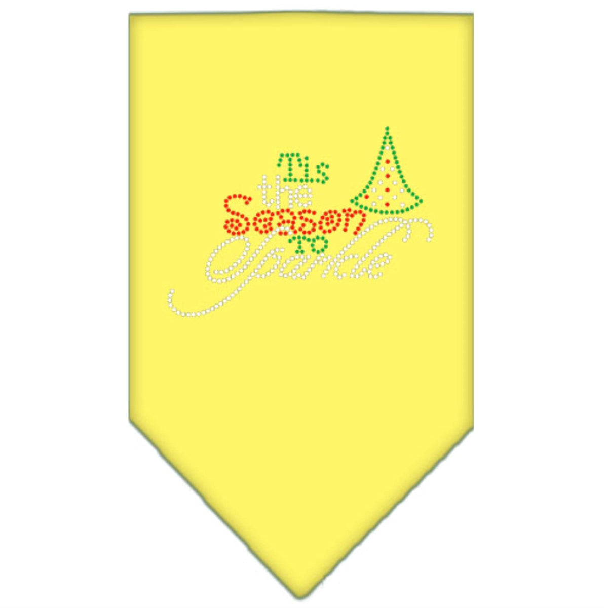 Christmas Pet and Dog Bandana Rhinestone, &quot;Tis The Season To Sparkle&quot; Yellow Small
